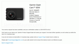 Garmin warranty support snapshot dash cam 65w