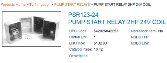 irrigation pump start relay cost