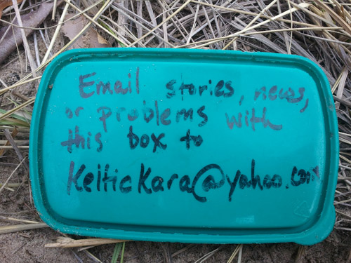 Writing on inside cover of letterbox in Michigan
