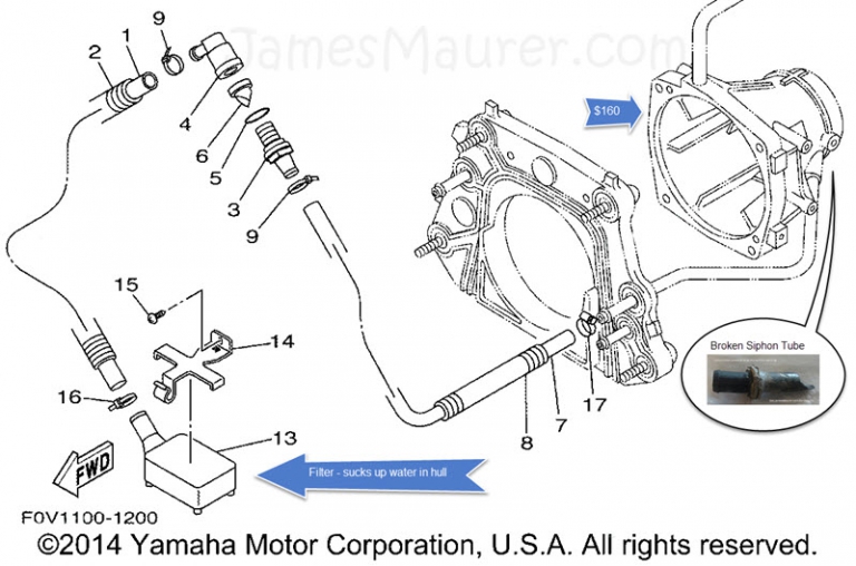 Water in Hull of Yamaha Waverunner Engine Compartment